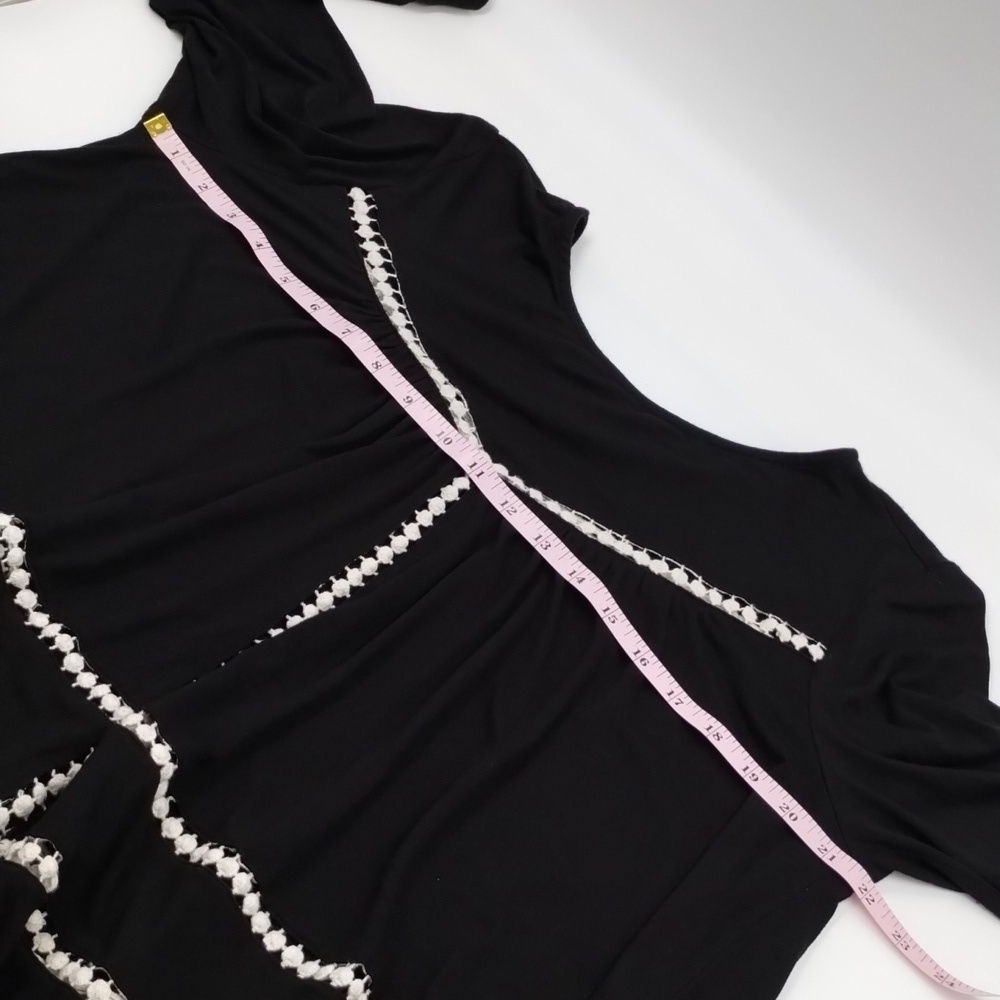 LAPIS black & ivory flowy crochet lace blouse wide sleeve size large - Picture 8 of 12